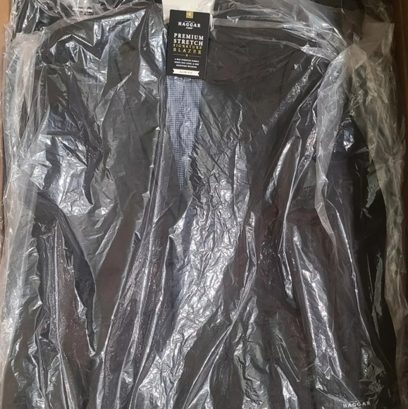 Haggar H26 Men's Flex Series Slim Fit Premium Stretch Blazer Black - MSRP $89.99 - Picture 4 of 7